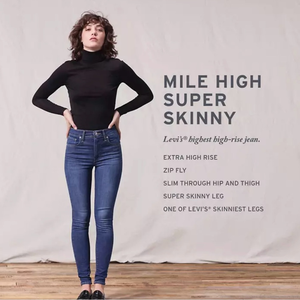 Levi’s size 26” Mile High Super Skinny Jeans NWT Black
